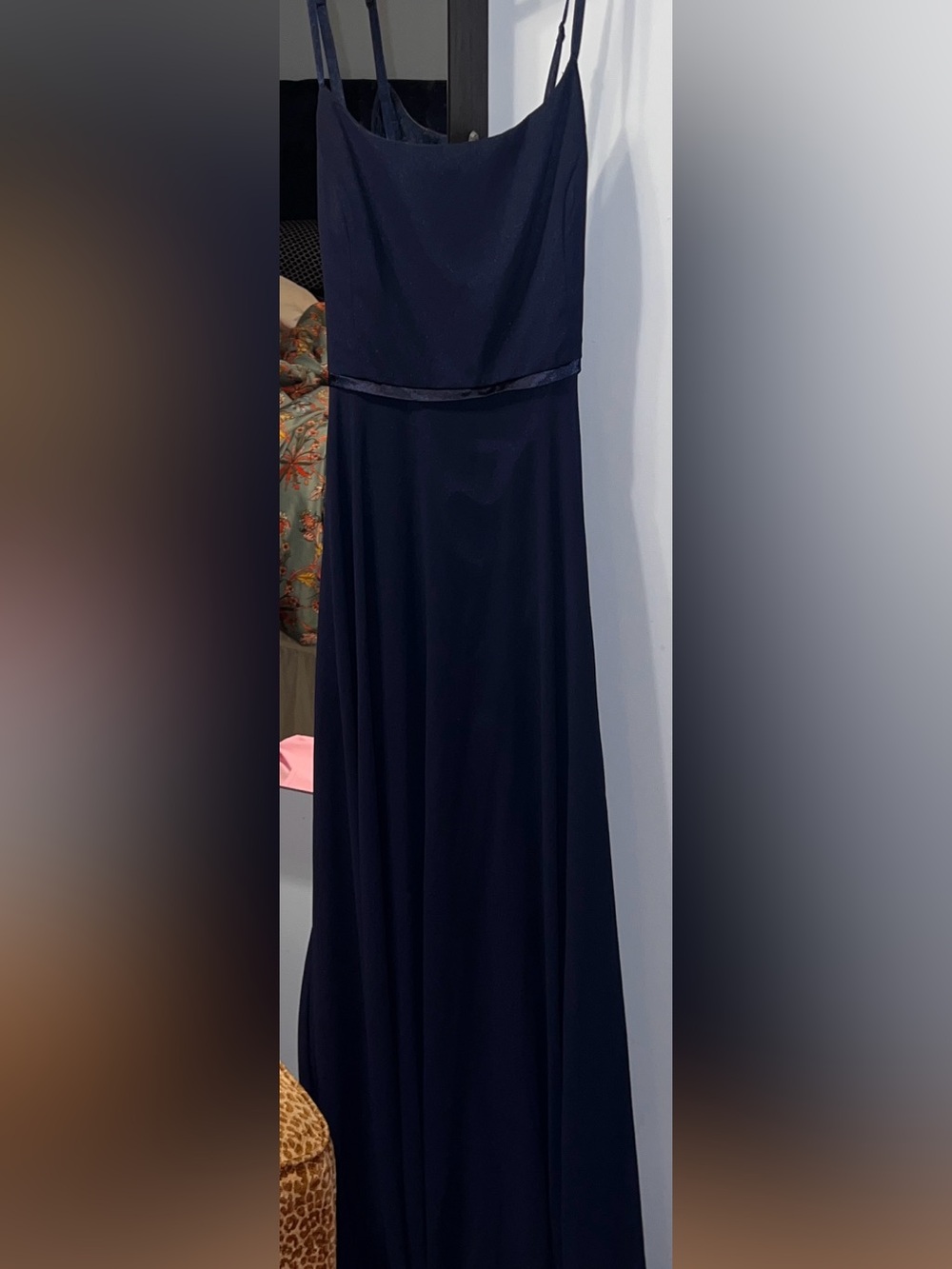 Lulu's Navy Satin-Trim Long Camisole Dress